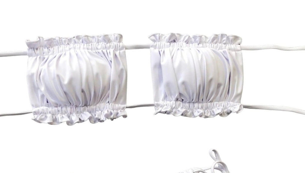 Luna White Ruffle Bandeau Bikini Top