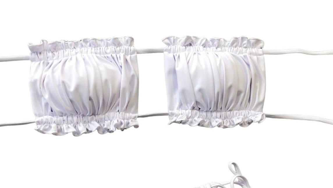 Luna White Ruffle Bandeau Bikini Top